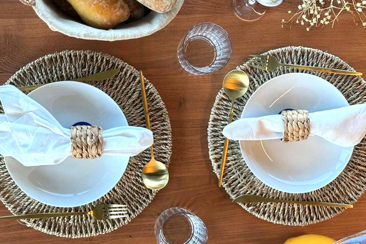 decoração mesa de madeira