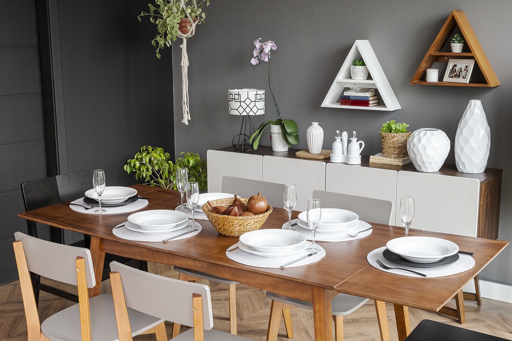 centros de mesa em madeira maciça para sala de jantar