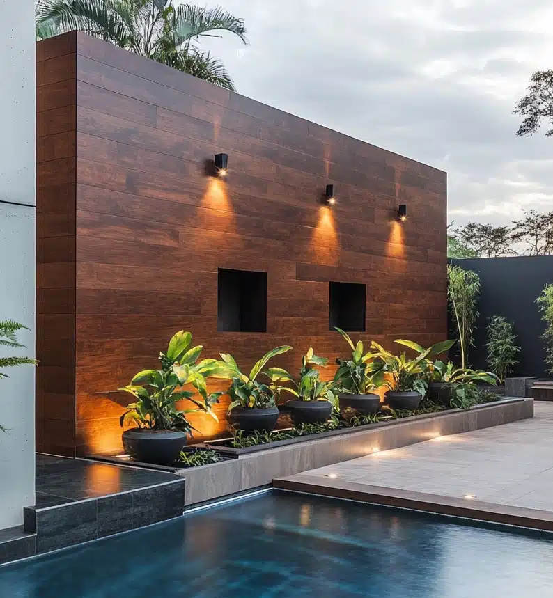 muro piscina com jardim vertical