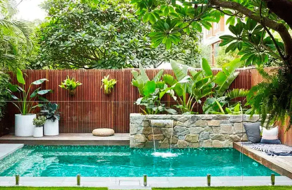 iluminação muro piscina