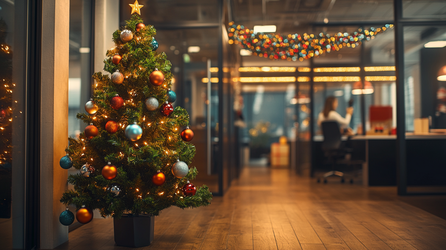 mini árvore de natal escritório vs guirlanda