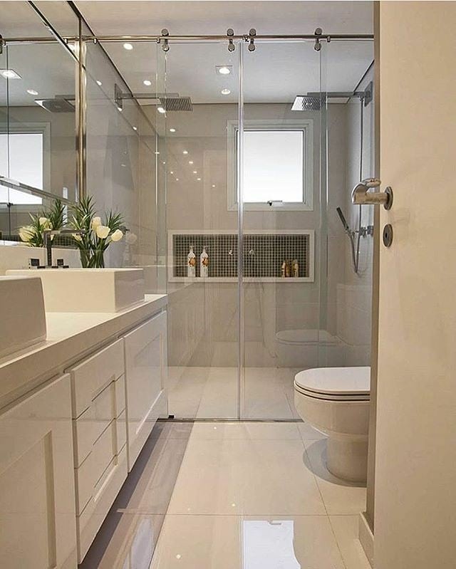 nicho banheiro com iluminação LED