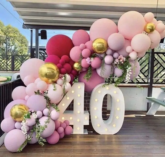 decoração 40 anos feminina rose gold