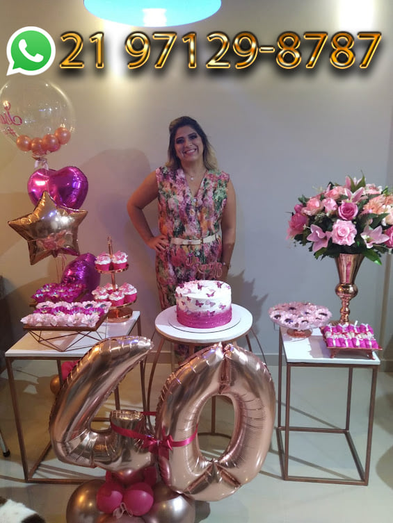 decoração 40 anos feminina preto e dourado