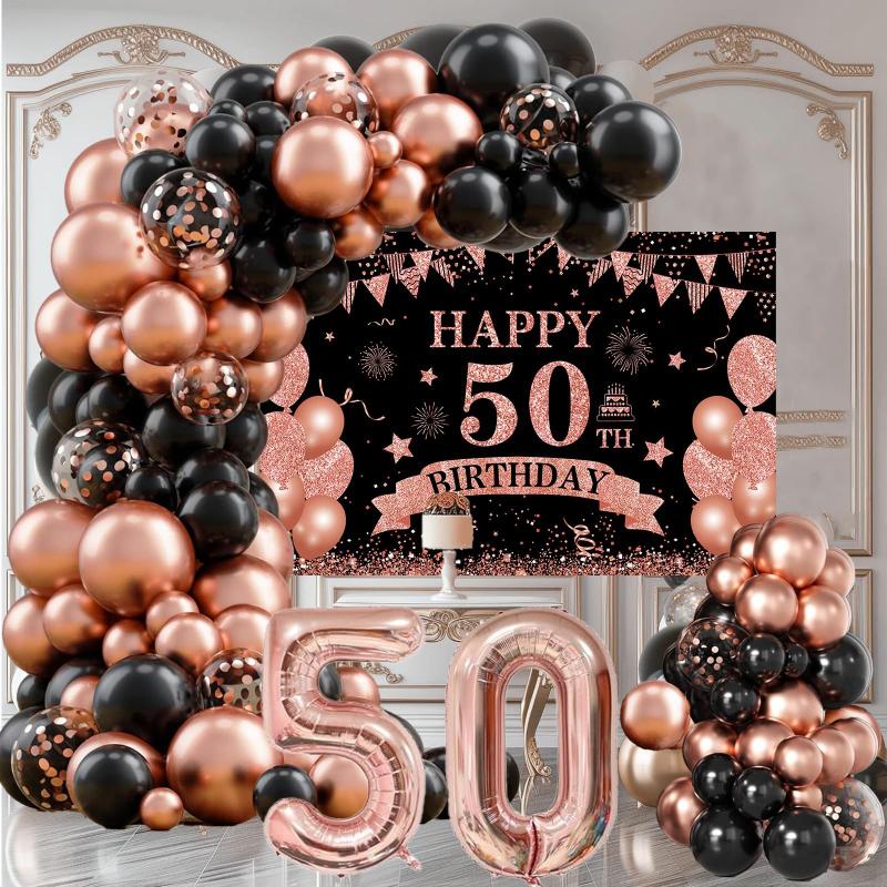 decoração 50 anos feminina rose gold