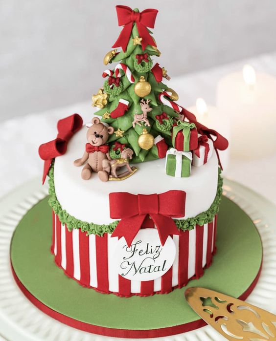 ideias de decoração bolo de natal simples e bonito