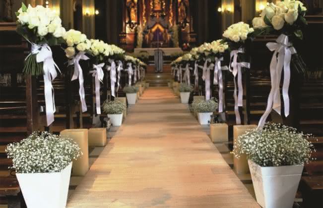 folhagens decoração casamento igreja