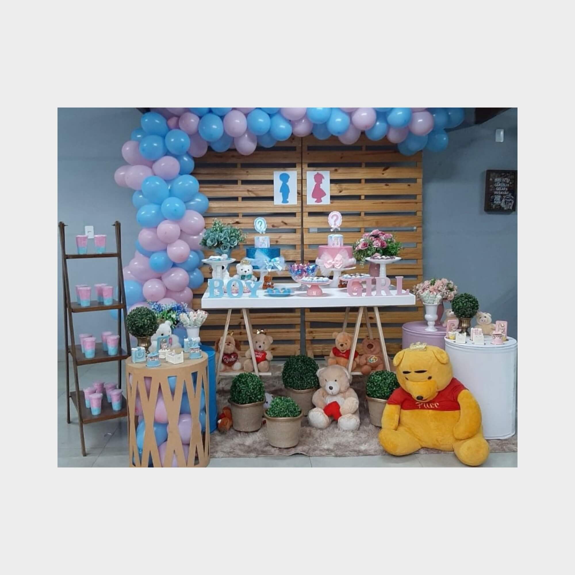 decoração chá revelação boho chic