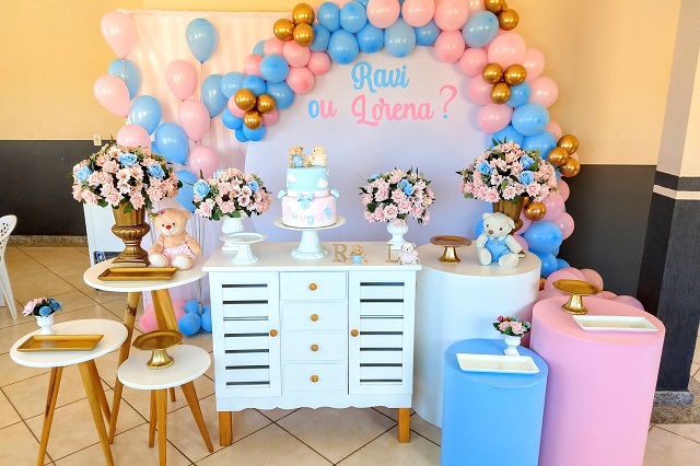 decoração chá revelação boho chic