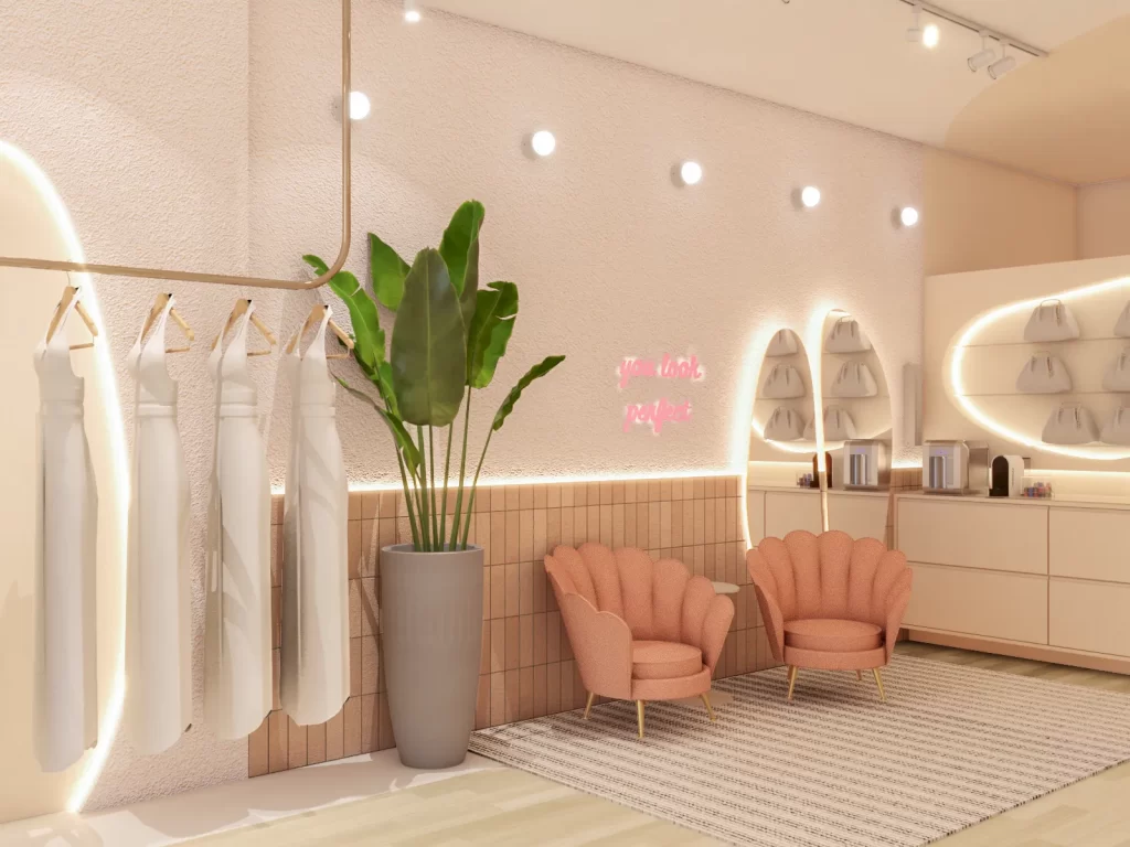 decoração para loja de maquiagem