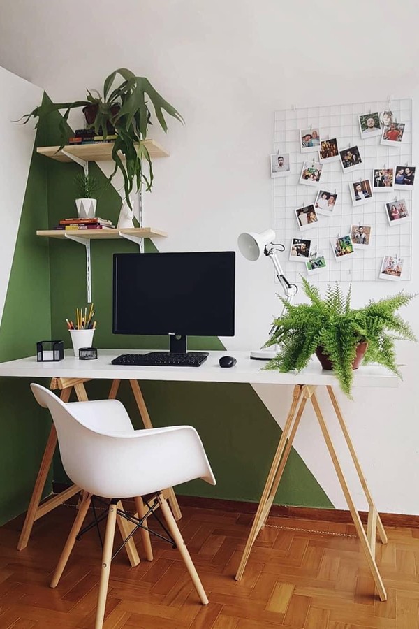 como decorar mesa de trabalho pequena com plantas