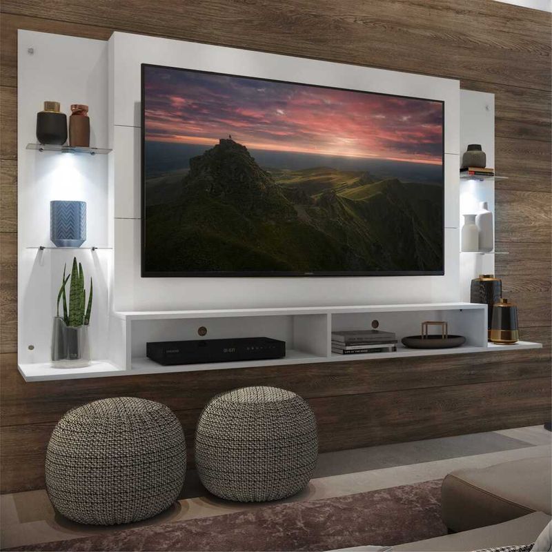 painel de tv com prateleiras