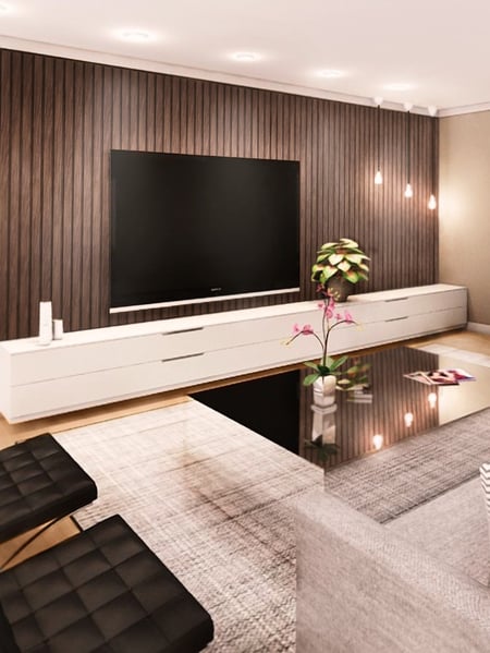 ideias de decoração com painel ripado para sala pequena