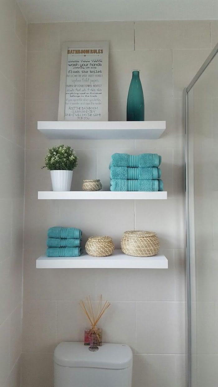 decoração para prateleira de banheiro