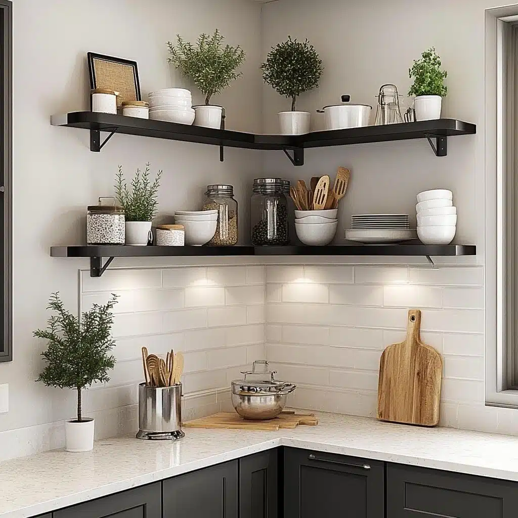 ideias criativas para decorar prateleiras de cozinha