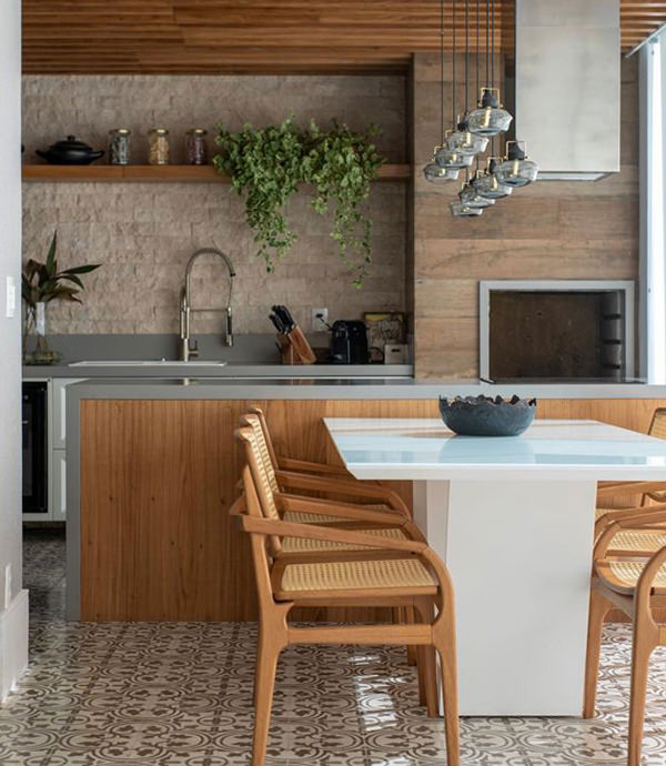 cimento queimado vs tijolinho parede área gourmet