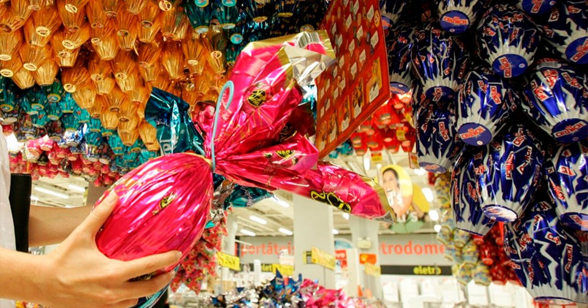 decoração páscoa loja pequena vs loja grande