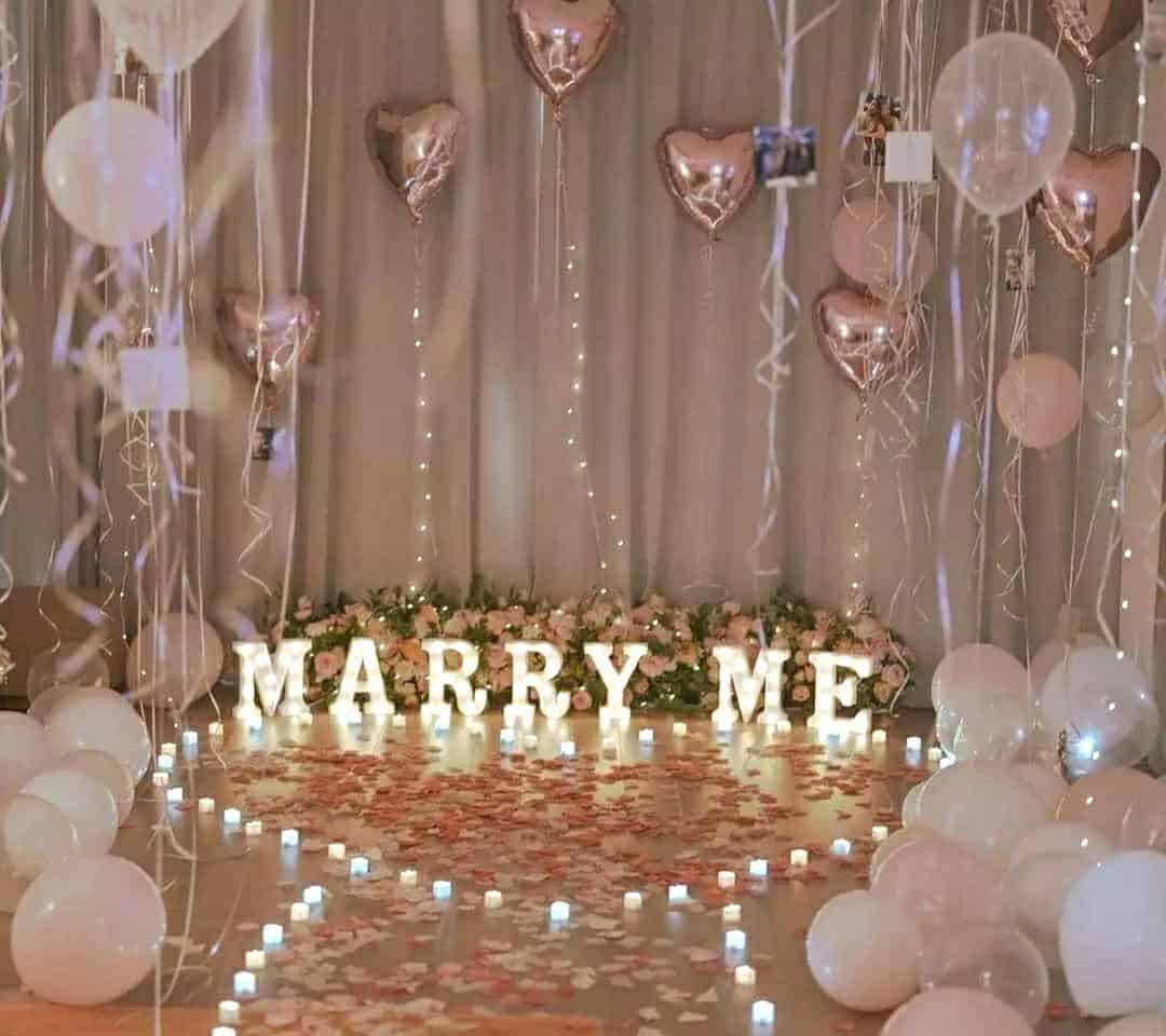 ideias criativas decoração pedido de casamento