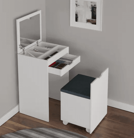 como organizar maquiagem na penteadeira do quarto