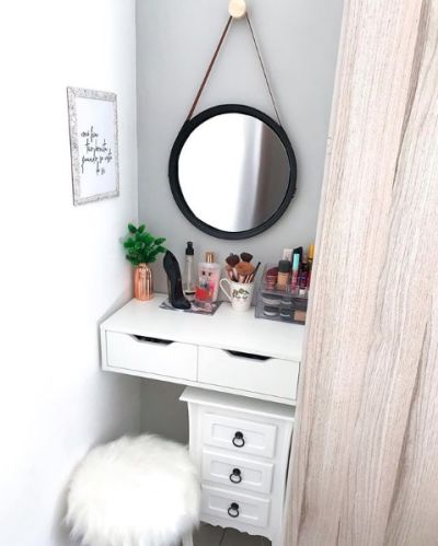 como organizar maquiagem na penteadeira do quarto