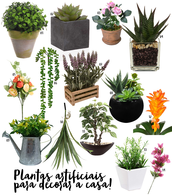 decoração plantas artificiais