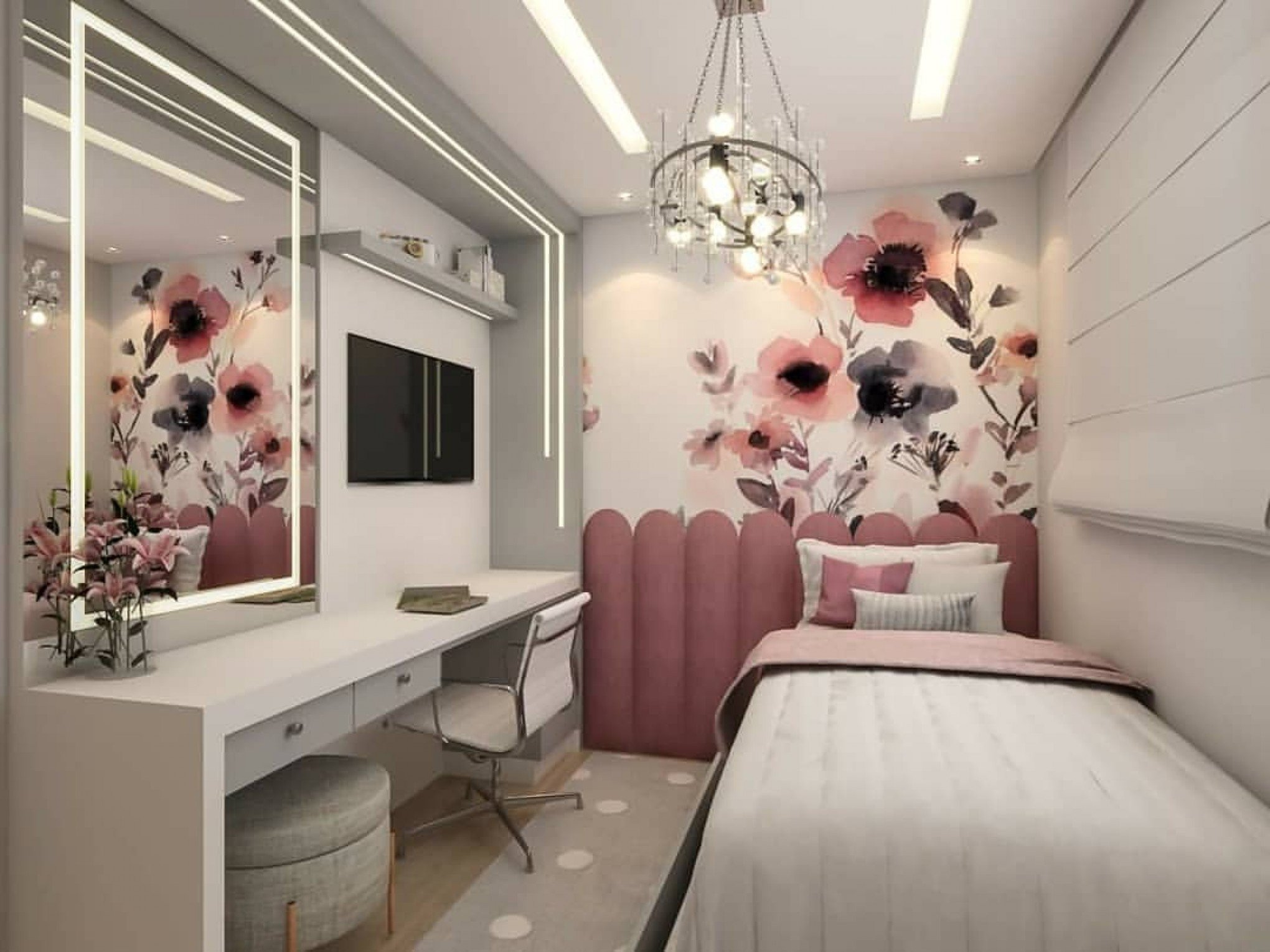 ideias de decoração quarto feminino pequeno simples e barato