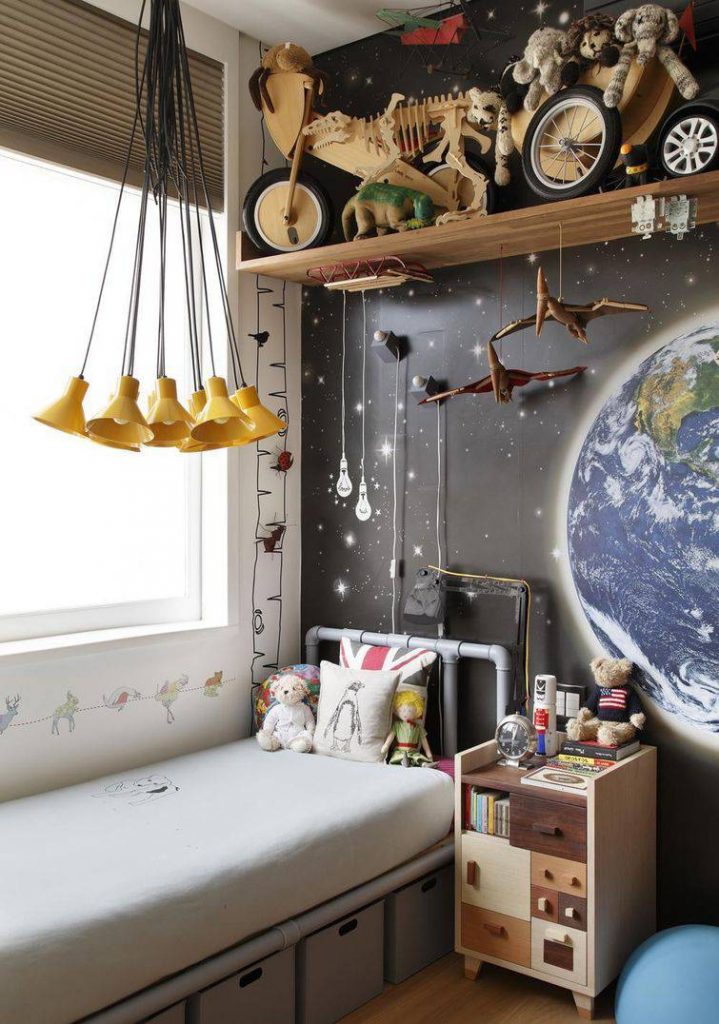 cantinho de estudos quarto menino 8 anos funcional