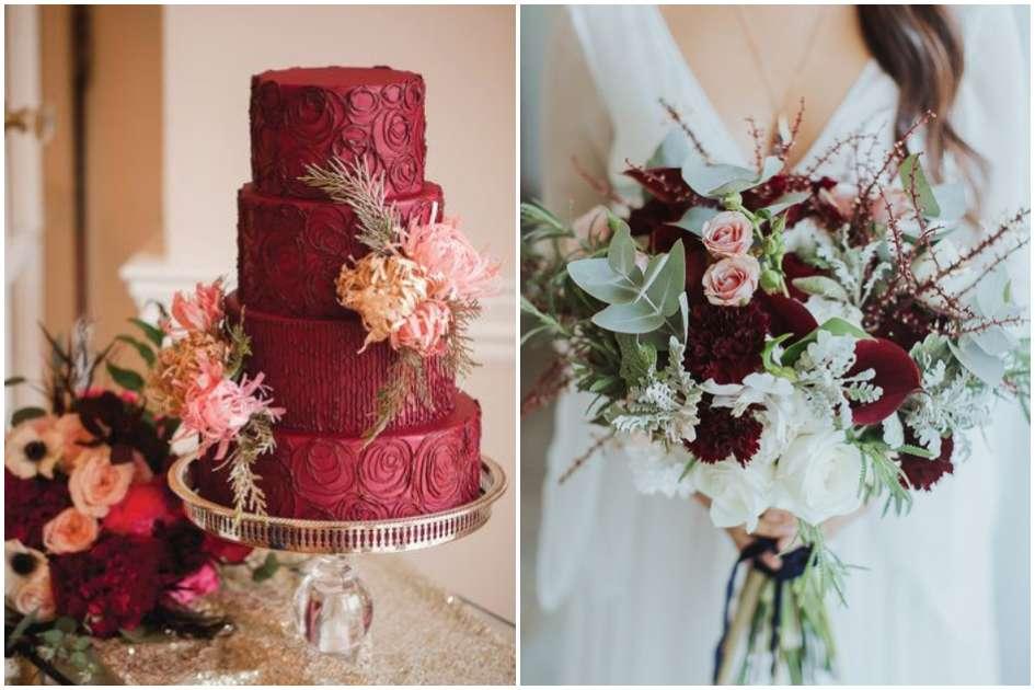 decoração rosa e marsala