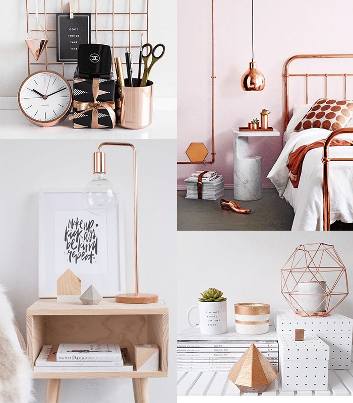 decoração rose gold