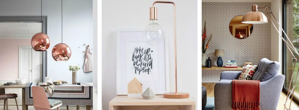 ideias de decoração rose gold para sala de estar