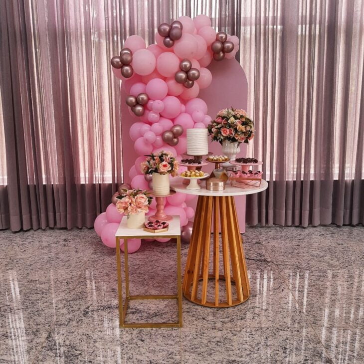 decoração rose gold e branco