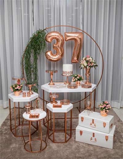 decoração rose gold e branco