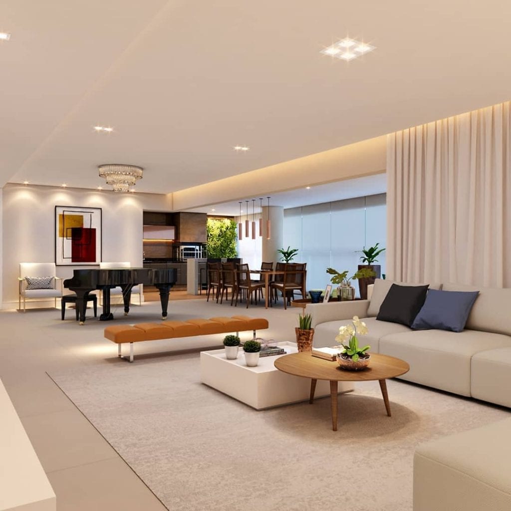 como usar espelhos para alargar sala estreita