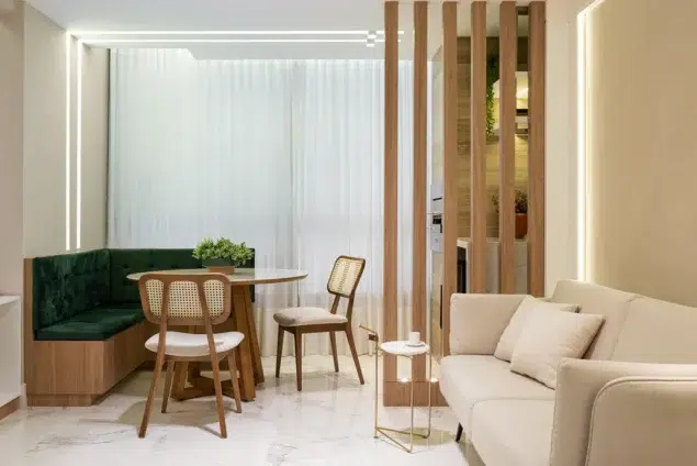 decoração sala estreita e comprida