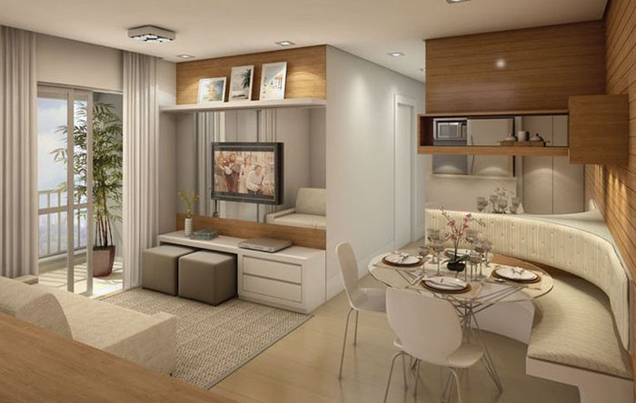 sala pequena planejada vs sala pequena com móveis soltos