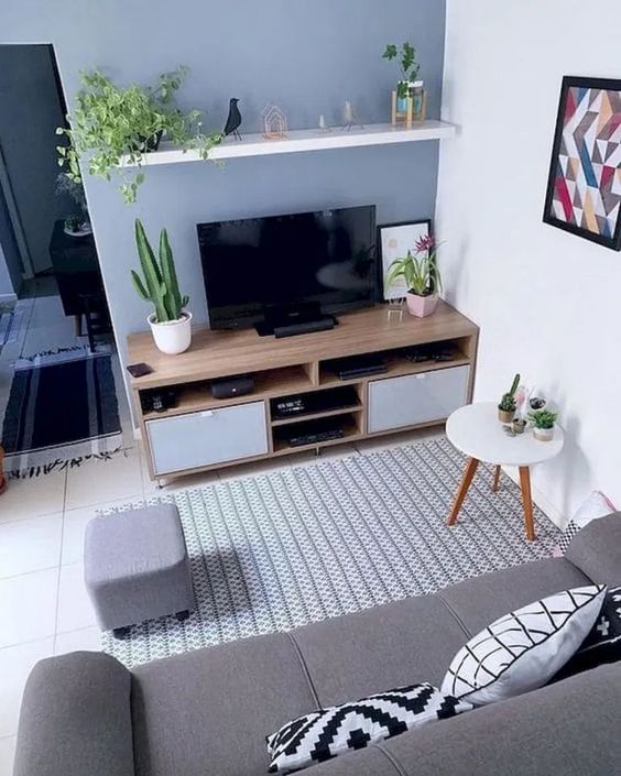decoração sala pequena minimalista moderna