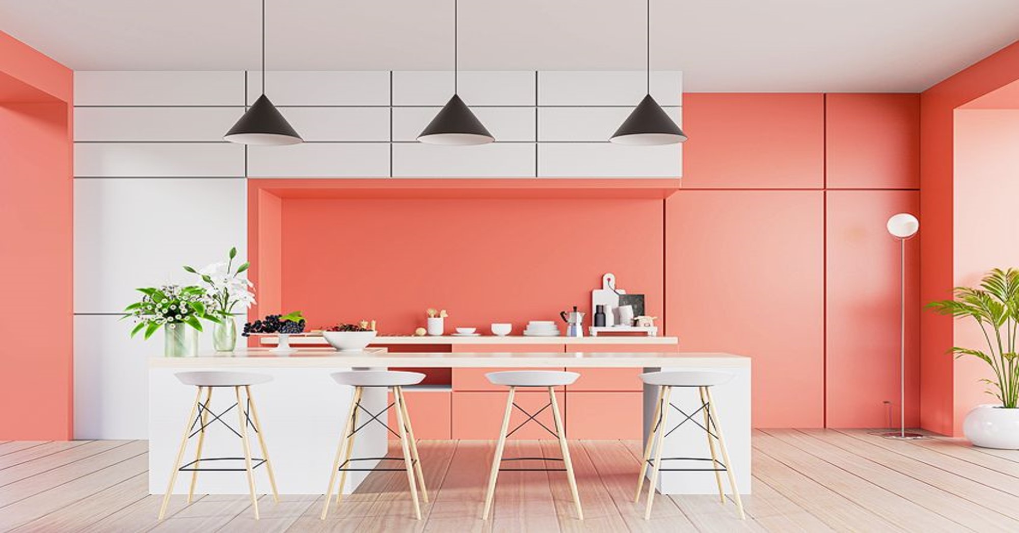 ideias de decoração com a cor salmão para sala de estar