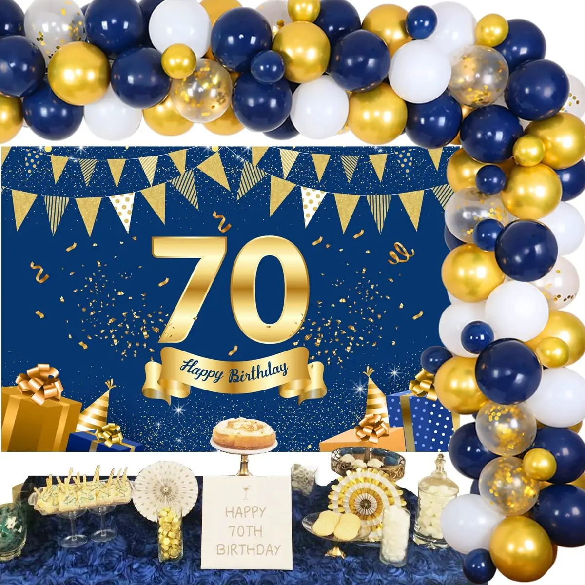 decoração simples 70 anos com balões