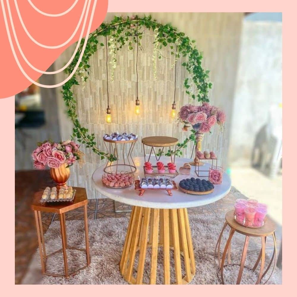 decoração simples chá de panela rústico
