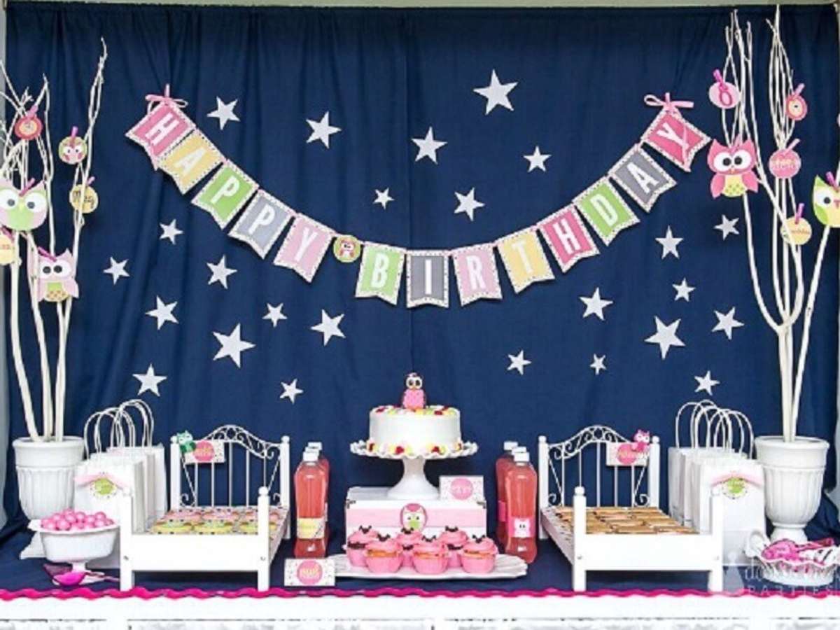 decoração simples festa do pijama