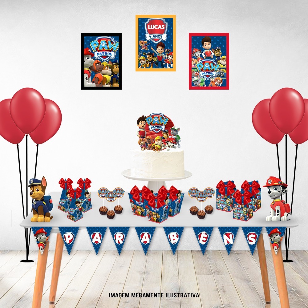 mesa decorada patrulha canina fácil