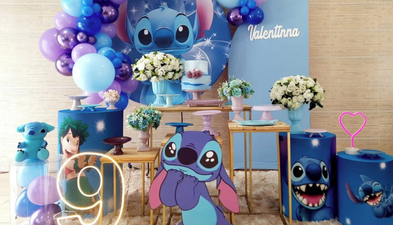 decoração stitch azul simples