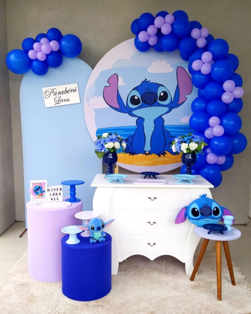 decoração stitch com tema havaí