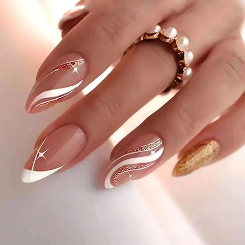 unha com glitter ano novo
