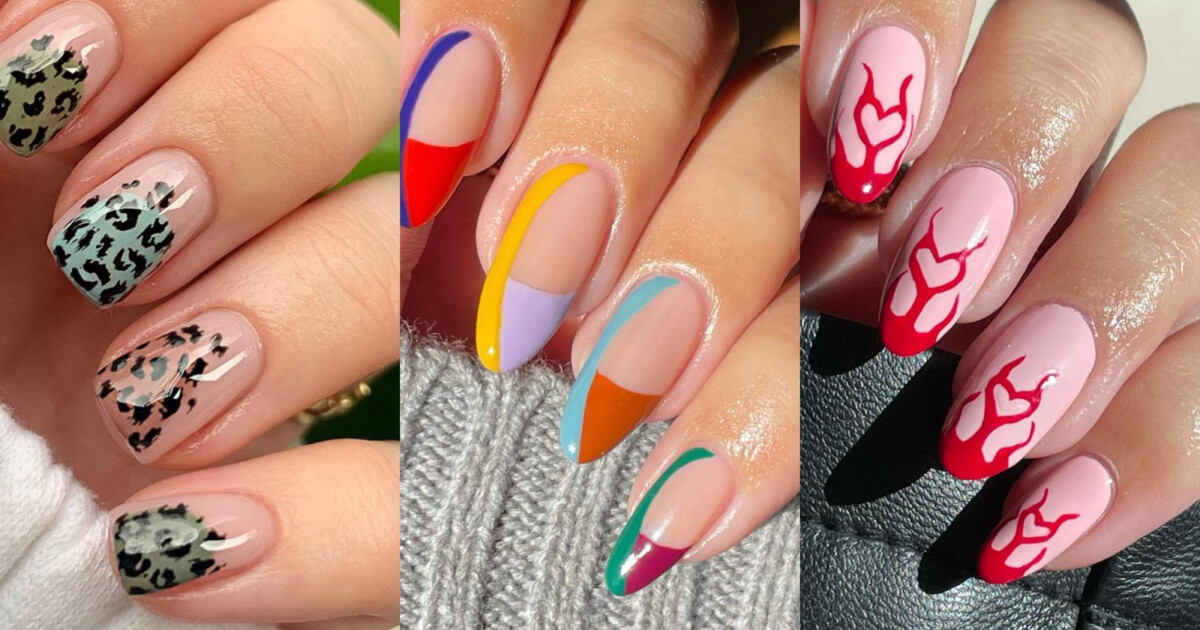 unhas brancas transparentes decoradas