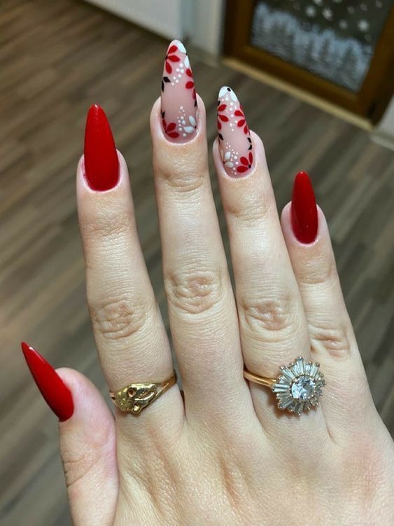 unhas vermelhas minimalistas