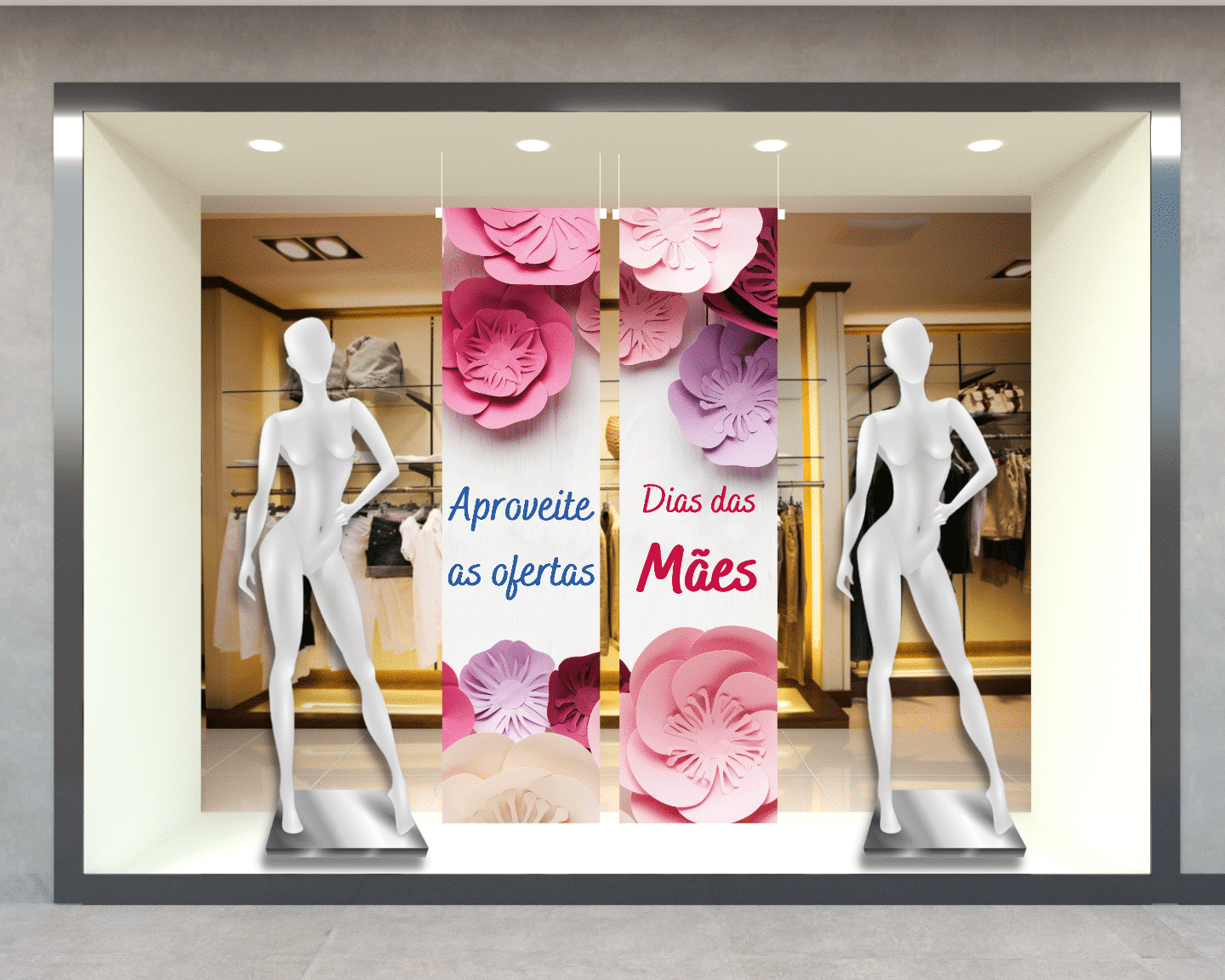 decoração dia das mães loja pequena