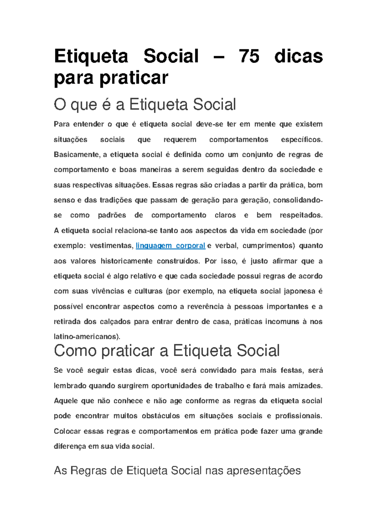 regras de netiqueta atualizadas