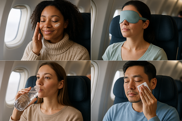 Dicas para hidratar a pele após voos longos e ar seco