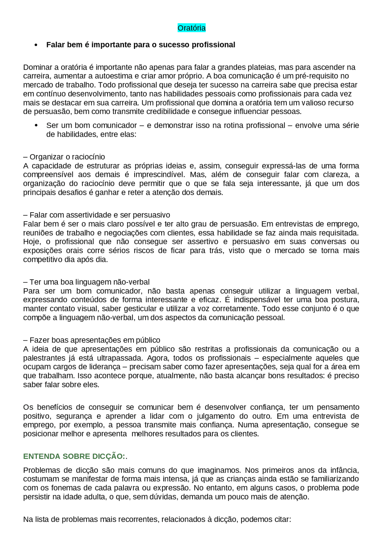 linguagem corporal e confiança ao falar